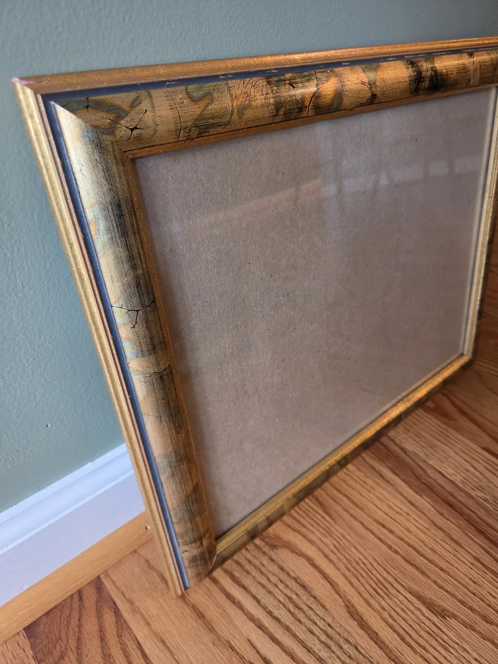 Vtg Gold & Black Wall Frame With Multi-Opening Photo Mat - Holds 11x14 Photo